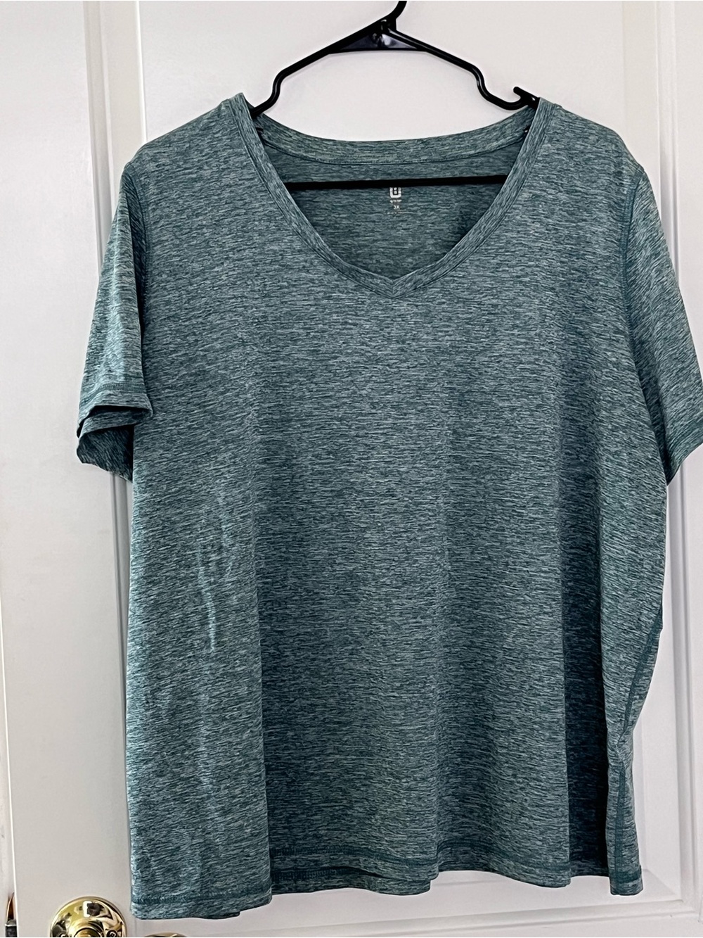 Ideology 3X green Heathered V-Neck Tee Shirt - Teal Green